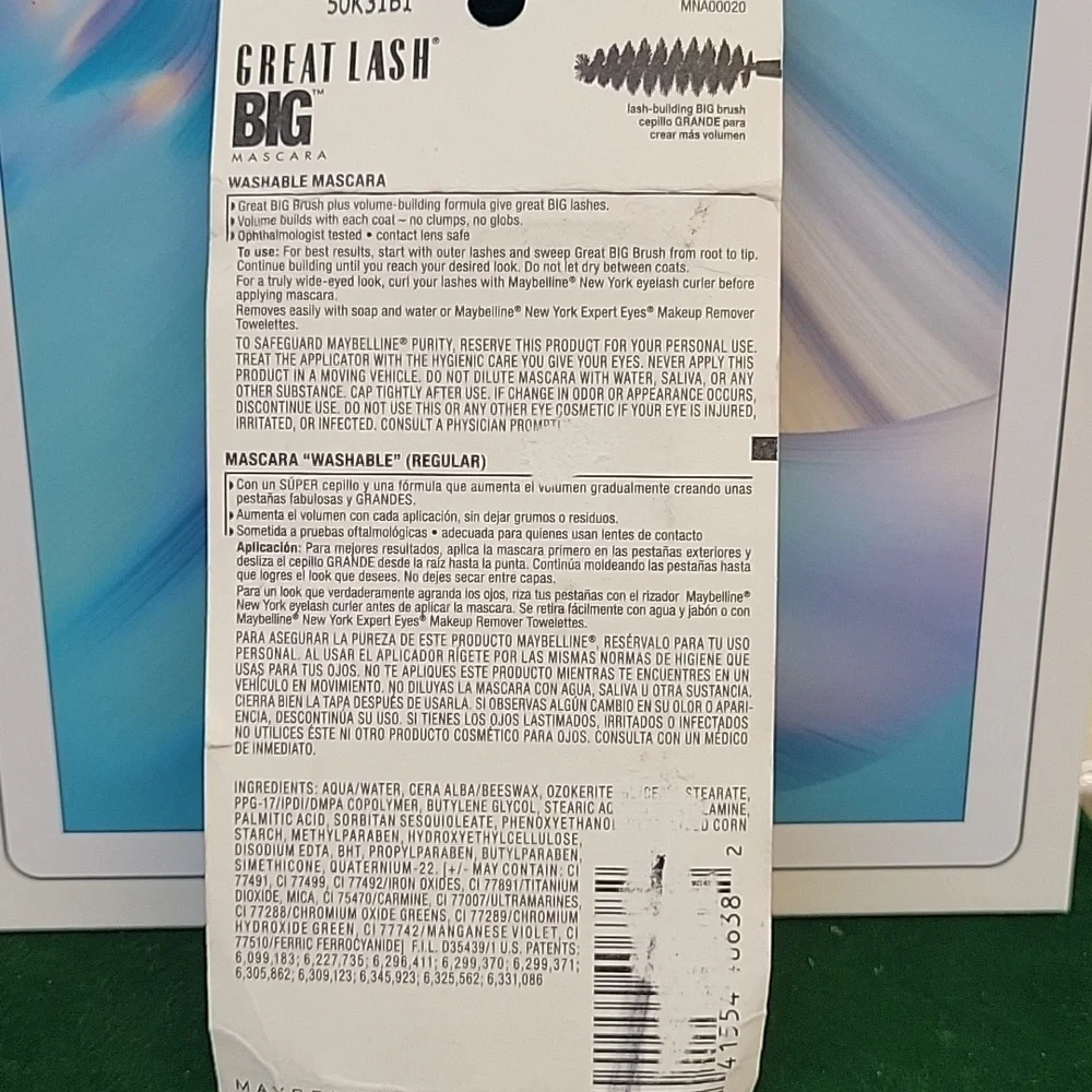 Maybelline Great Lash 130 Blackest Black Mascara 10ml New Sealed Package of 2